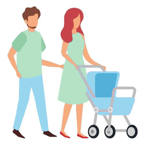 famille-poussette